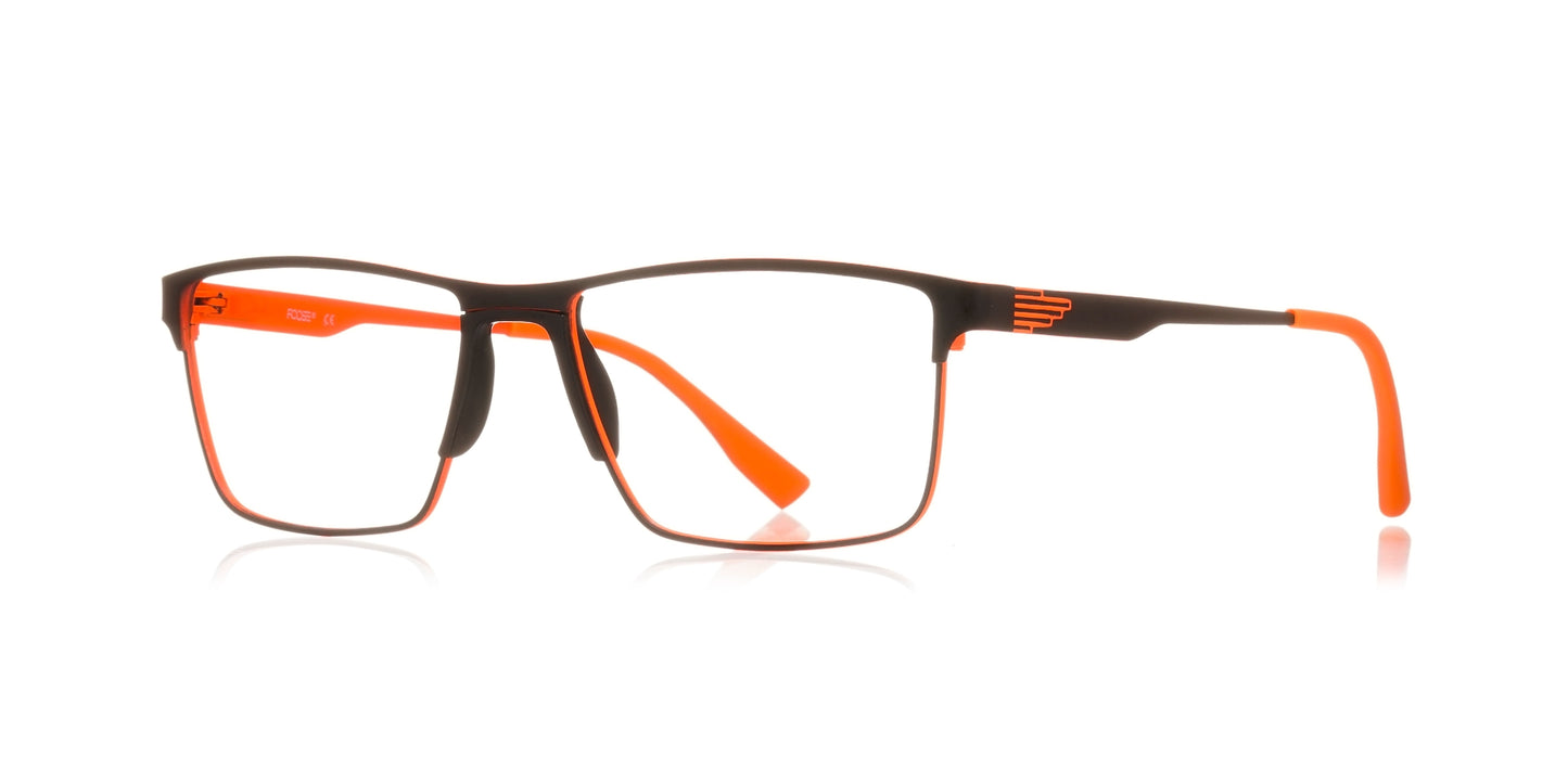 Armazón Óptico Metálico Rectangular Negro/Naranja